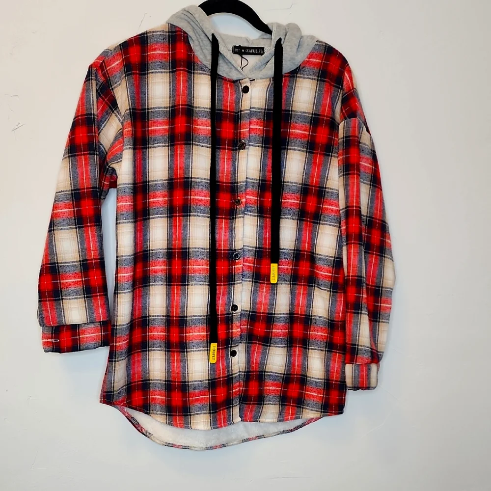 Sz 6 Zaful NWOT lined button down hoodie.     D16